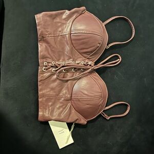 Burgundy fake leather top